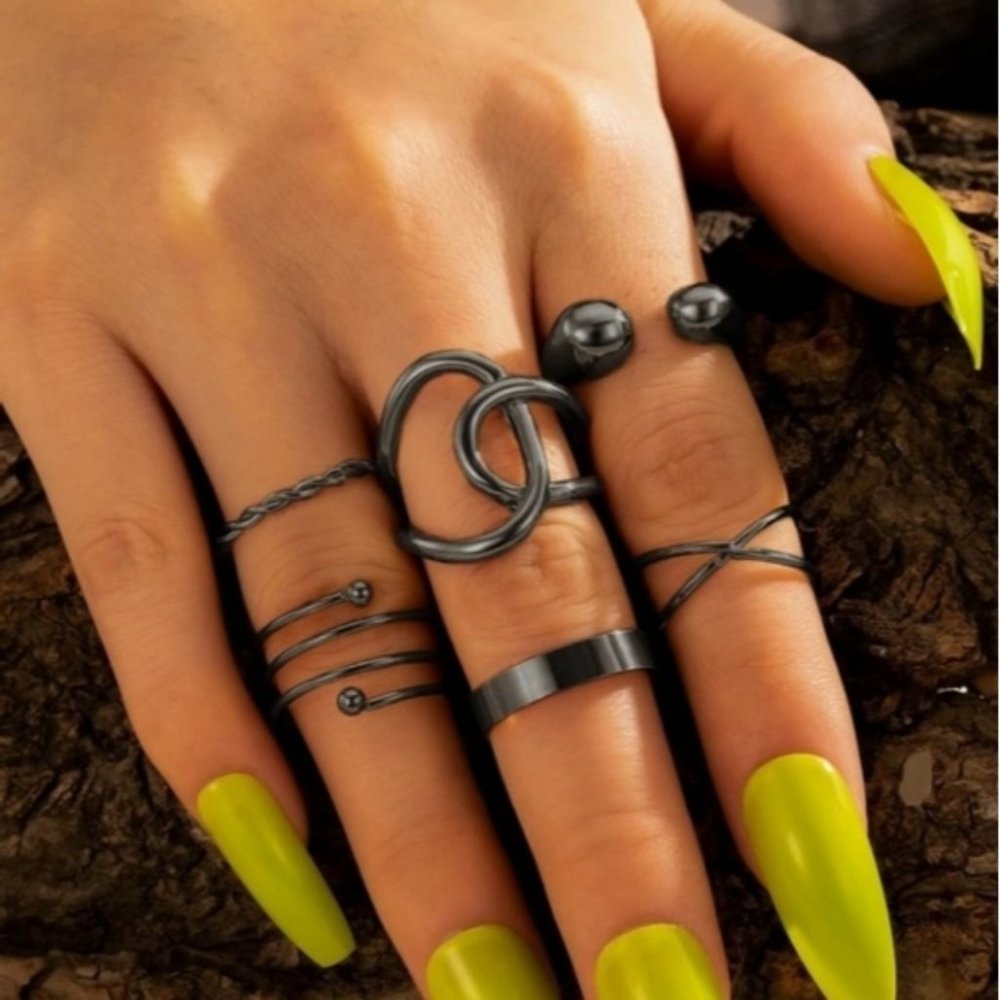 NEW Black Midi Knuckle Interchangeable Ring Set